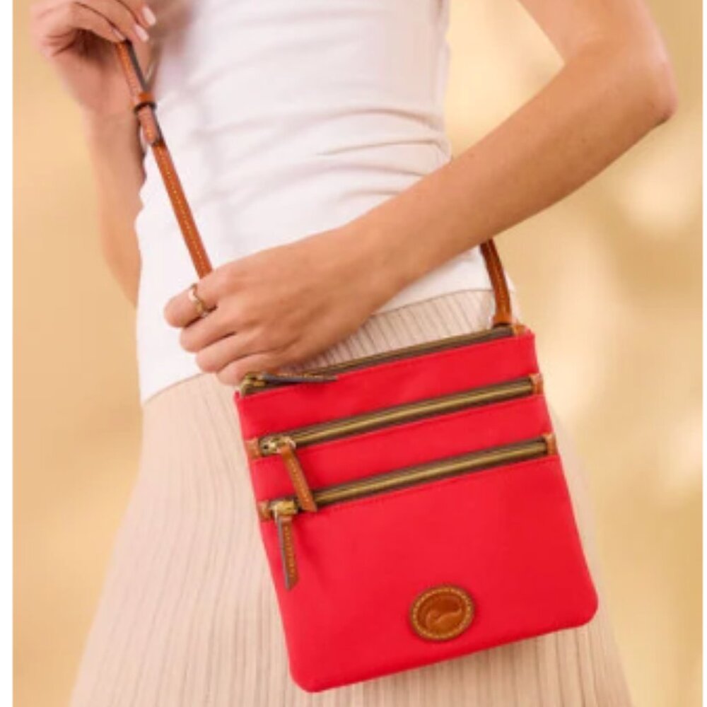 Dooney&Bourke nylon north south triple zip  Red Crossbody Bag - Picture 11 of 14